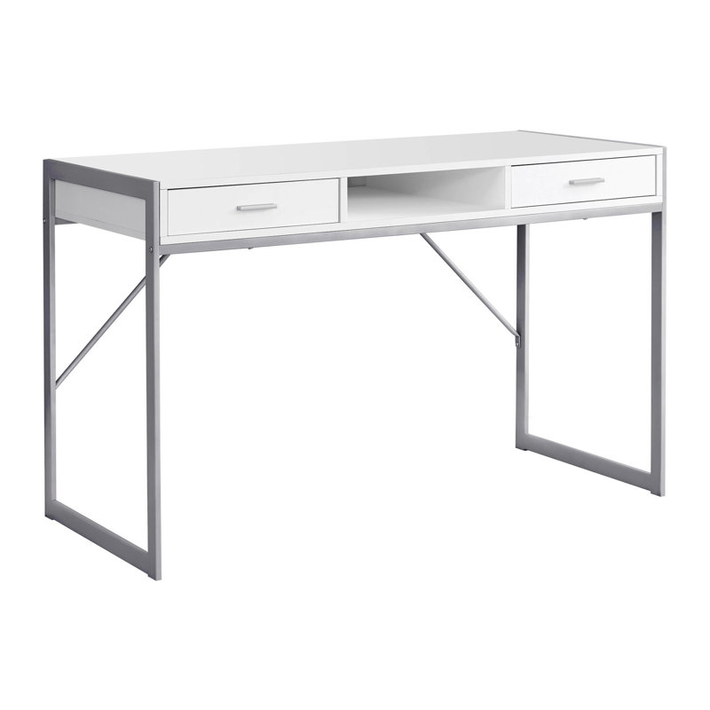 Bureau d'ordinateur, bureau personnel, ordinateur portable, tiroirs de rangement, L 48 po, stratifié de travail, métal, contemporain, moderne