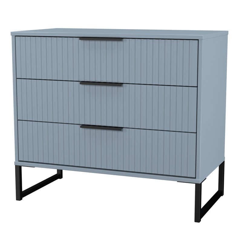 Bernat 77 cm W Chest of 3 Drawers, Blue