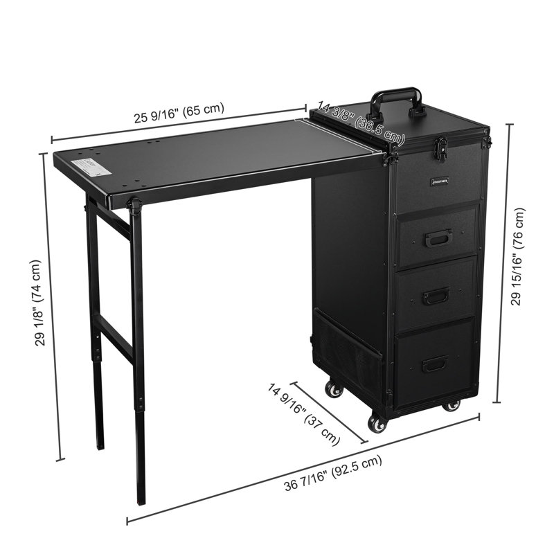 FlexiMod Black Mobile Makeup and Manicure Workstation