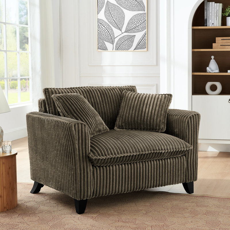 Chaise paresseuse brune en velours côtelé avec une bonne résilience, confortable pour la distribution de longues séances de lecture,