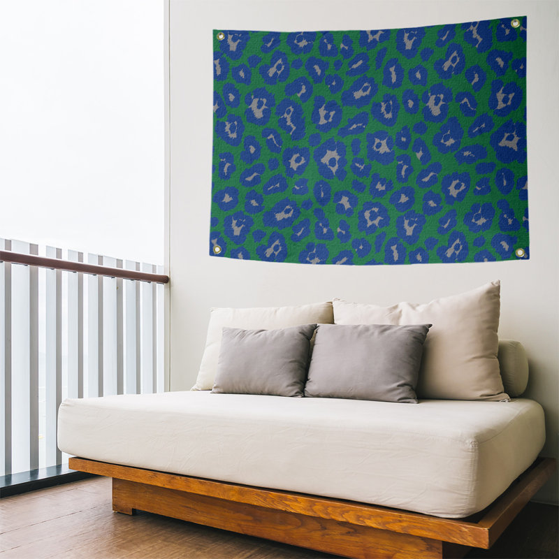 Tapisserie de football en polyester Seattle, H 59 po x l 80 po, Vert / bleu / argent
