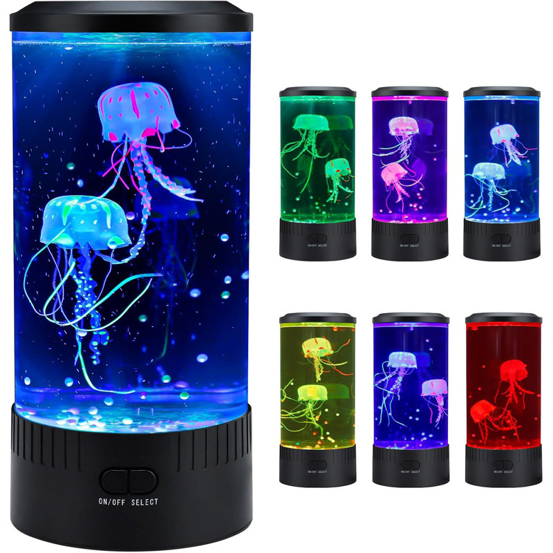 Lampe de table Jellyfish avec télécommande, lumière d'ambiance à changement de couleur pour la détente, décoration intérieure, chambre d'enfant et espaces de vie modernes