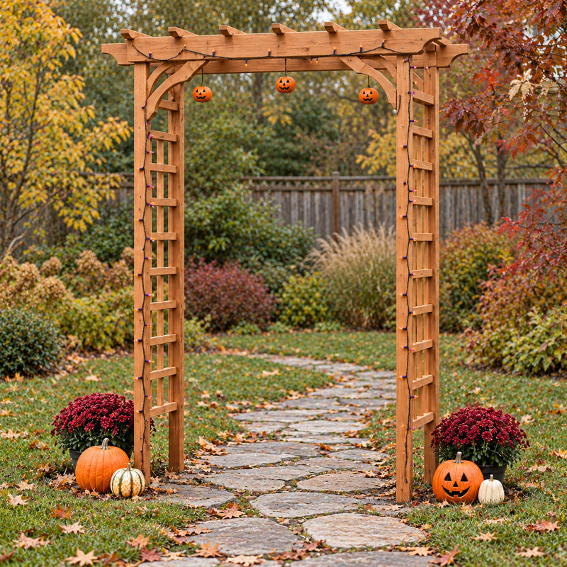 Minaa 61" W x 26" D Solid Wood Garden Arches Arbor Arbours