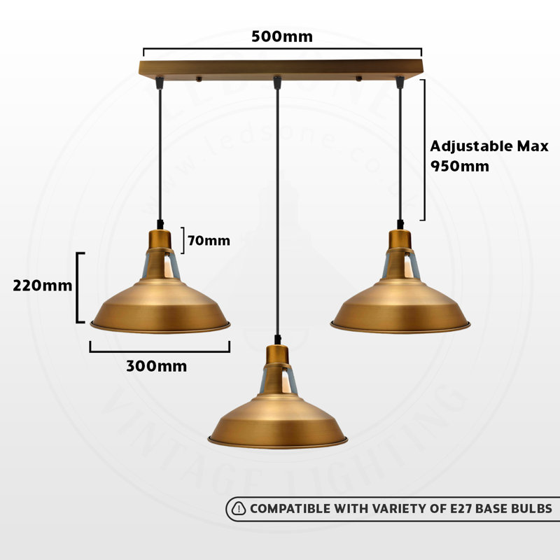 Gaudreau 3 - Light Brass Kitchen Island Pendant, Yes