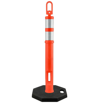 Boen 45 in, Orange Traffic Delineator Posts, 60-Pack, Safety Bollards with Reflective Collar & 16 lb. Heavy-Duty Base for Parking, Construction & Road Safety
