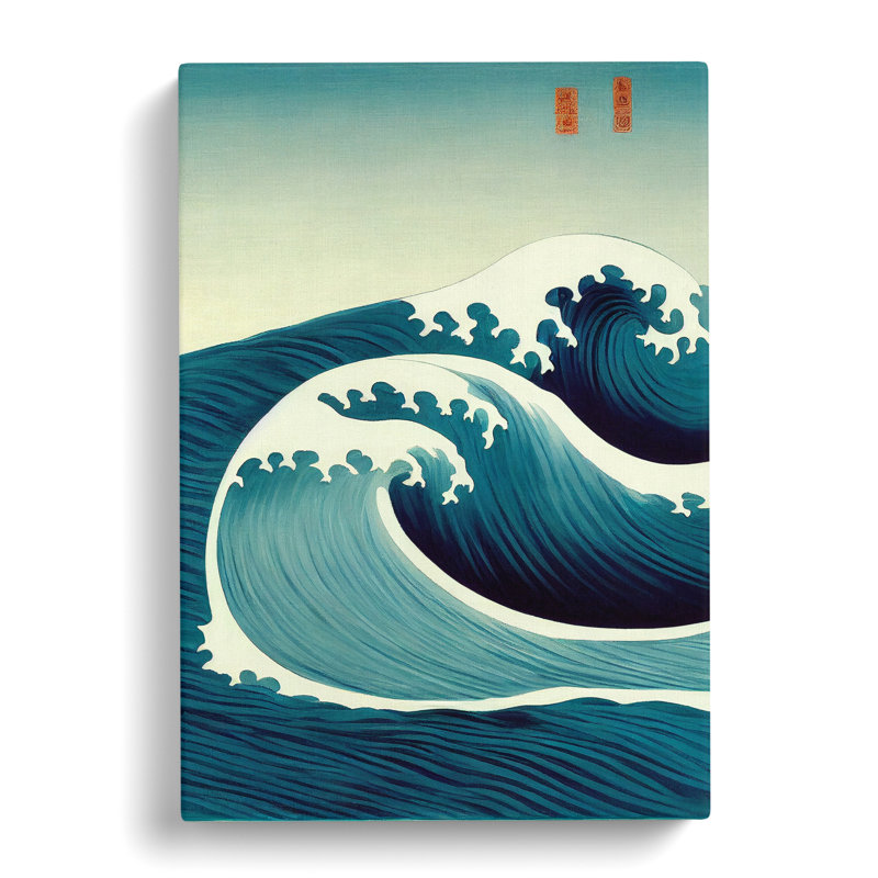 Traditional Japanese Wave No.1 - Wall Art, Wrapped Canvas, 50cm H x 35cm W, No Matte