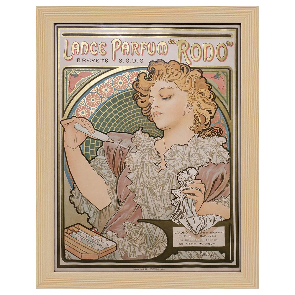 Vintage Werbeplakat Lance Parfum "Rodo", Alphonse Mucha - Dekorativer Kunstdruck, Wanddekoration