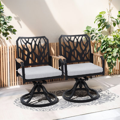 Canora Grey Patio Aluminum Swivel Chair With Sunbrella Cushions