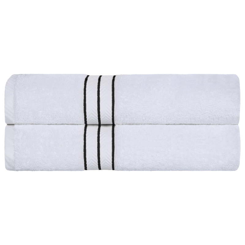 Hotel Turkish Cotton 2-Piece Bath Sheet Set, Ultra-Plush & Luxury Weight, Black/White