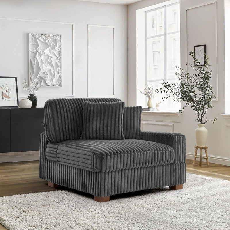 Upholstered Side Chair with Footstool, Grey
