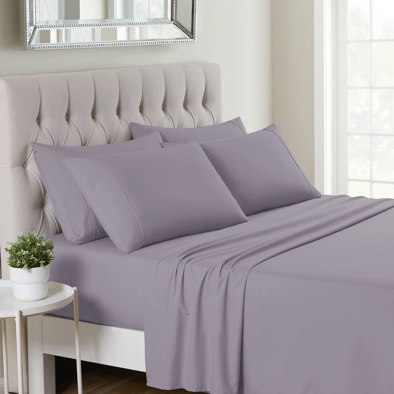 Luxurious Soft Microfiber Sheet Set with Bonus Pillowcases, Plum, Cal. King Sheet Set with 4 Pillowcases