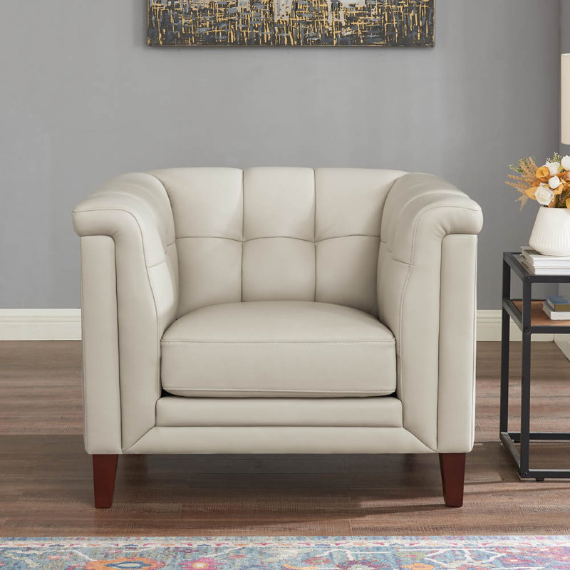 Fauteuil Colturo Fynche, Cuir véritable vanille