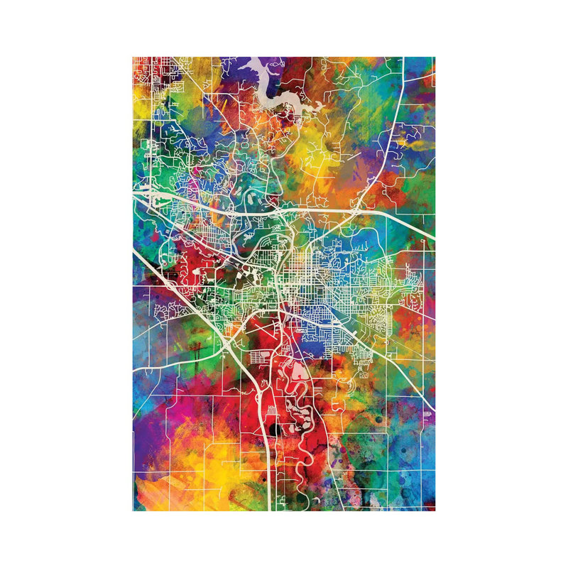 Iowa City Map I by Michael Tompsett - Wrapped Canvas Gallery-Wrapped Canvas Giclée, 101.6 cm H x 66.04 cm W x 3.175 cm D