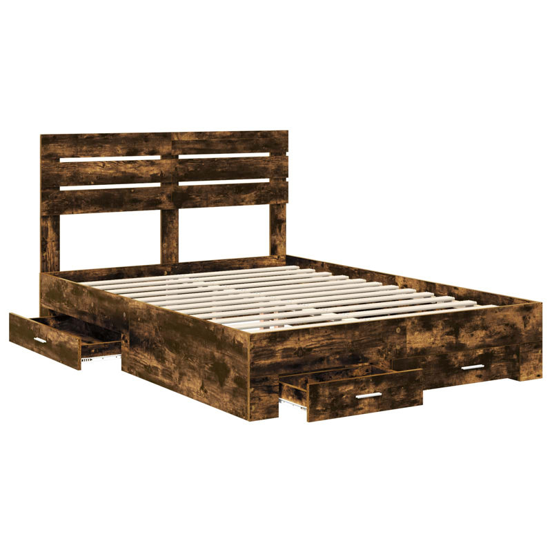 Bed, Smoked Oak, Kingsize (5')