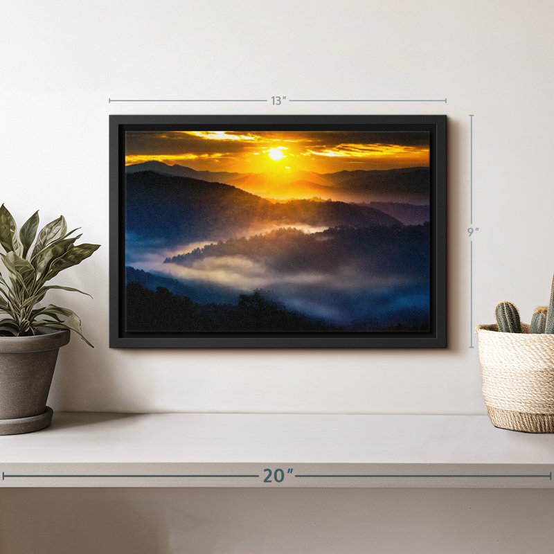 «Sunrise Over Smoky Mountains», reproduction sur toile, H 9 po x l 13 po
