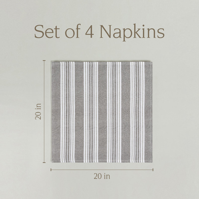 over&back Woven Striped Cloth Napkins, Gray