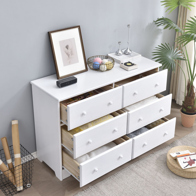 Commode double 6 tiroirs Isabela, Blanc