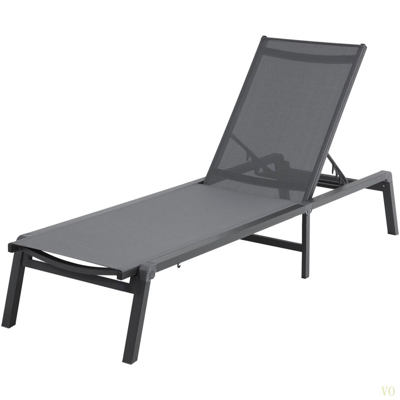 Méridienne pour chaise longue d'extérieur réglable à 5 positions 2 pièces