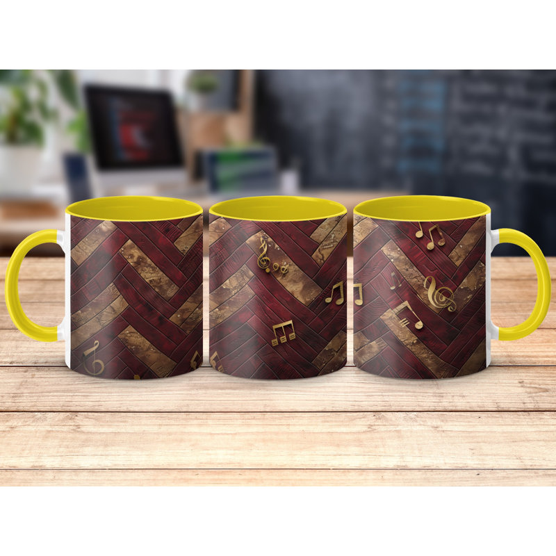 Chevron 11oz Accent Coffee Mug, Yellow