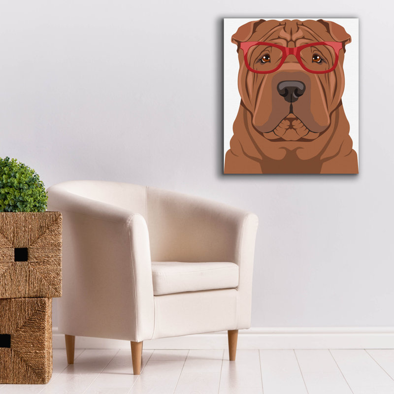 «Shar Pei portant des lunettes de hipster» par les affiliés Furbaby, H 30 po x l 26 po