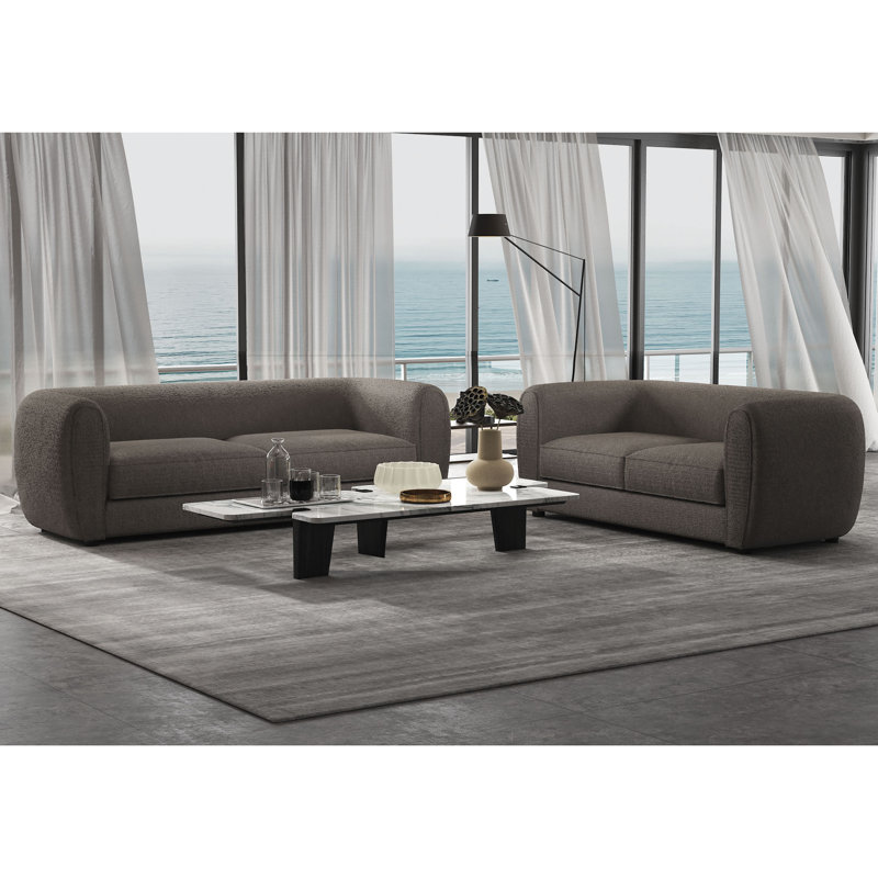 Ensemble de salon Celal, Gris, 2 pièces: causeuse, canapé