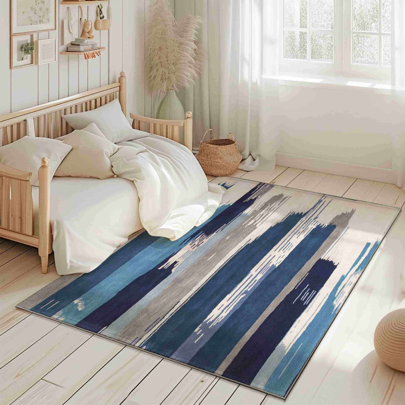 Nyeim Machine Washable Living Room Rug Design 7702 - 5X8 (5'2"X7'5"), Grey
