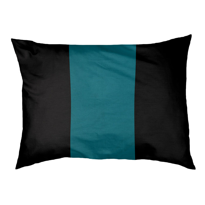 Coussin rectangulaire designer Tampa Bay, Moyen (L 30 po x l 40 po), Noir / bleu sarcelle foncé du Pacifique