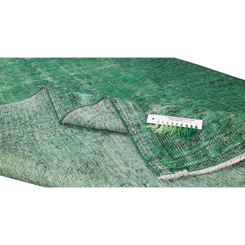 Tapis turc fait à la main de 5,6 x 9 pi de couleur verte, idéal pour les intérieurs modernes