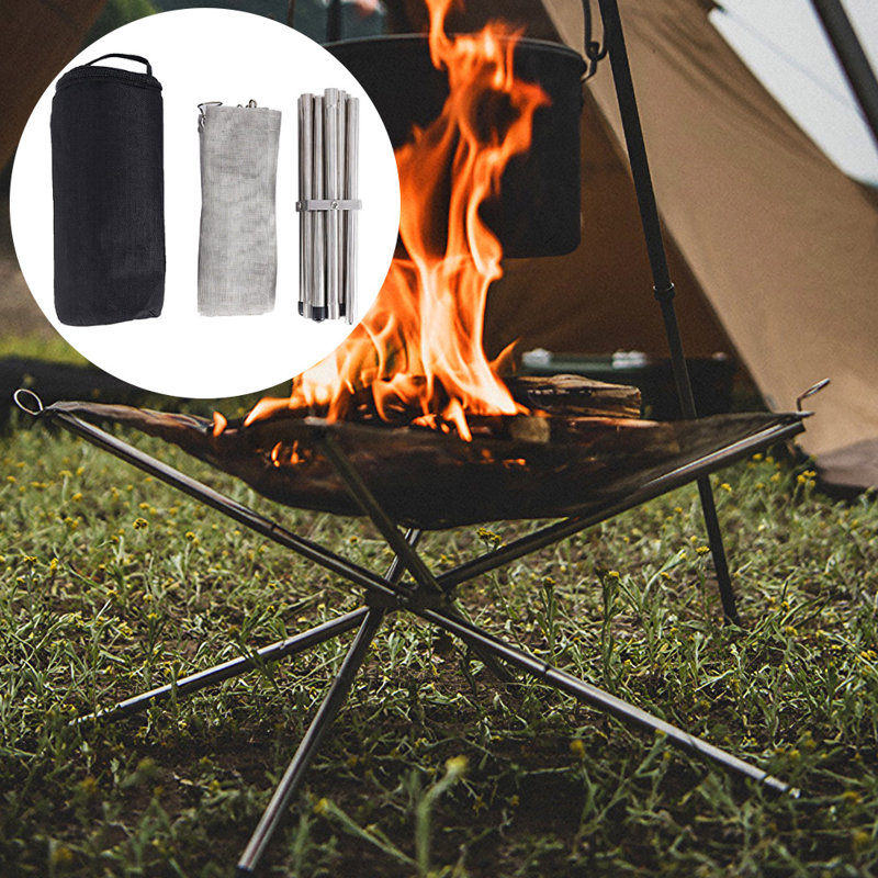 Foyer portatif en maille d'acier pliable pour camping, H 12,6 po x l 16,5 po x P 16,5 po