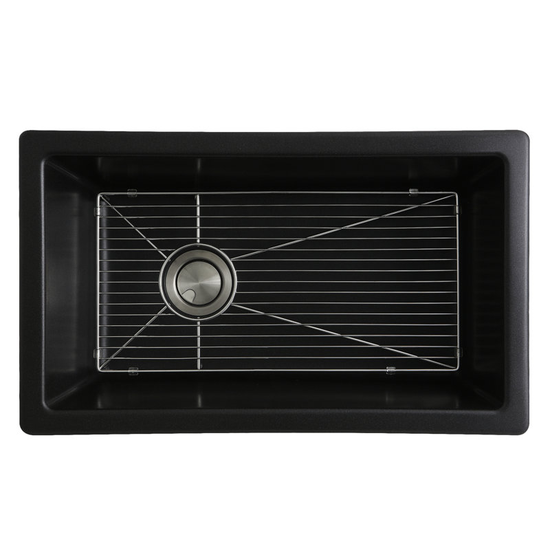 Reinart 30'' L Single Basin Kitchen Sink, Black