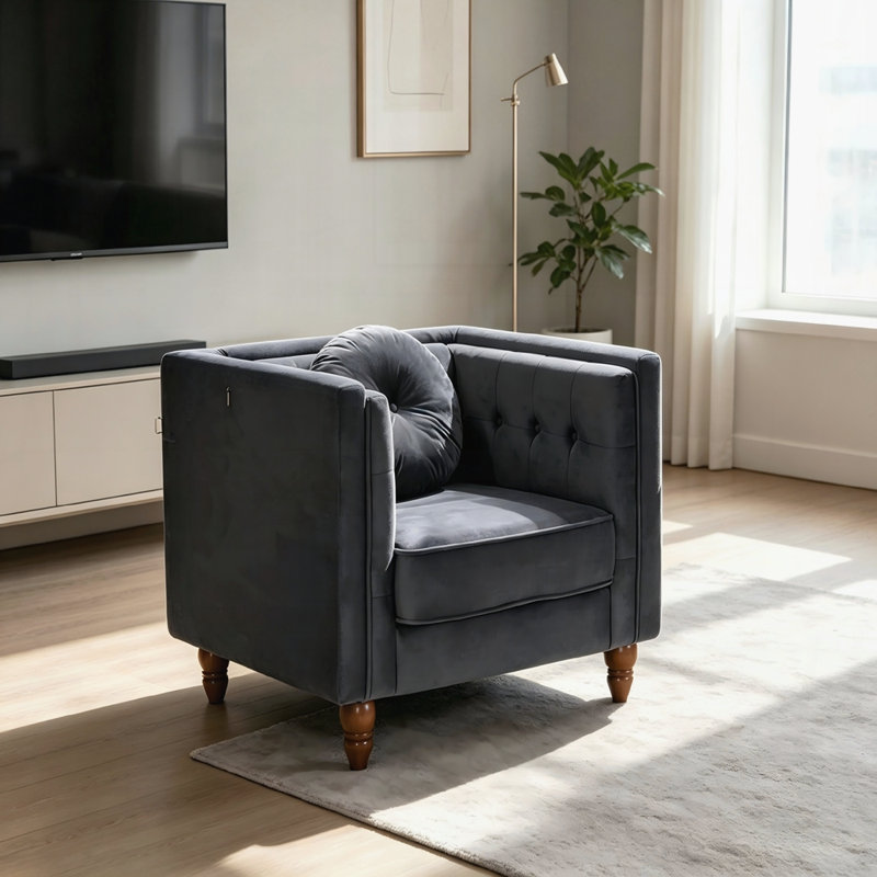 Canapé simple classique pour salon Chesterfield, Black