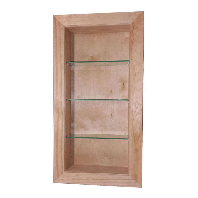 Durango 4 Piece Solid Wood Recessed Wall Shelf with Adjustable Shelves, 21.5" H x 15.5" W x 3.5" D, Unfinished Wood