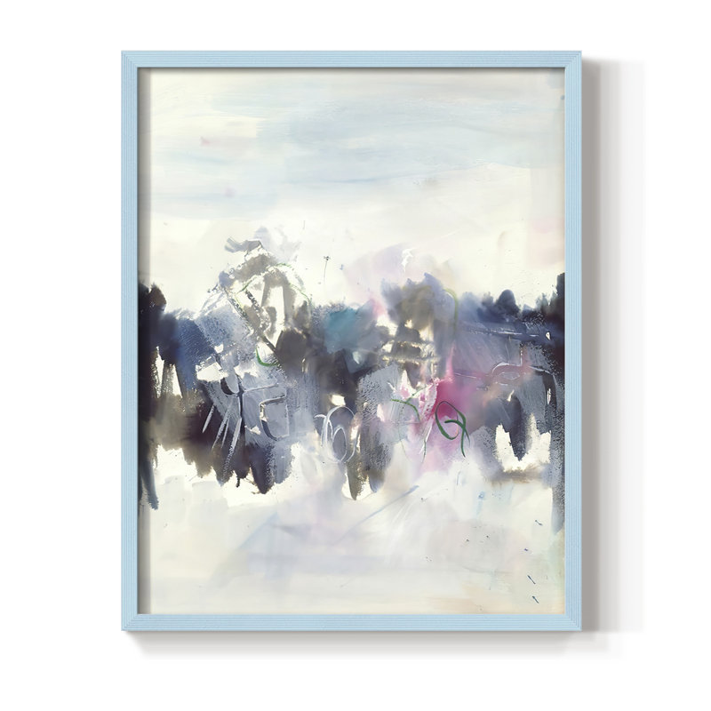 Oiseaux II, reproduction encadrée - bois massif, H 10 po x l 8 po, Bleu