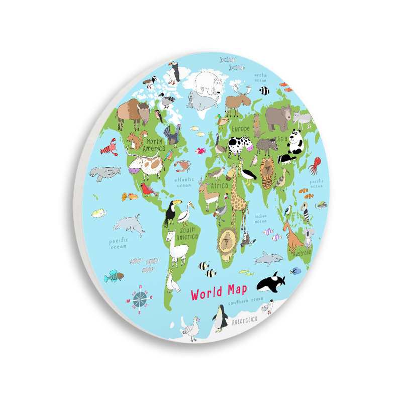 Plaque murale pour enfants, carte du monde, par Carla Daly