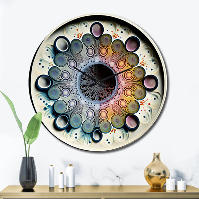 Horloge murale en métal Soft Colored Cymatics Mandala IV