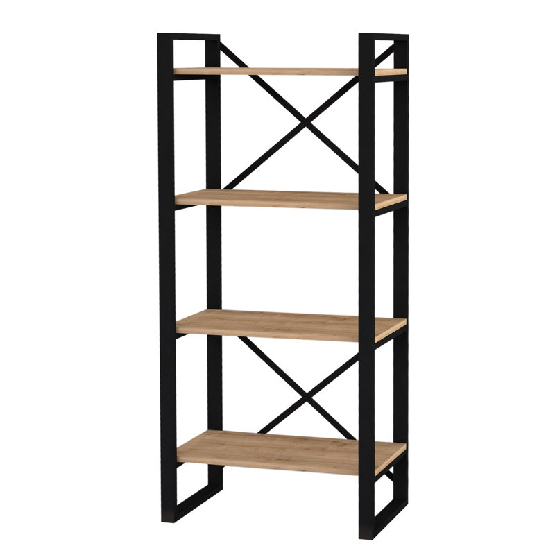 Bibliothèque industrielle avec structure en métal, couleur saphir, 25,9 x 59,1 x 12,6 pouces | 100% panneau de particules enduit de mélamine, épaisseur: 0,7 pouce | Nombreuses tablettes murales pour un espace de rangement supplémentaire