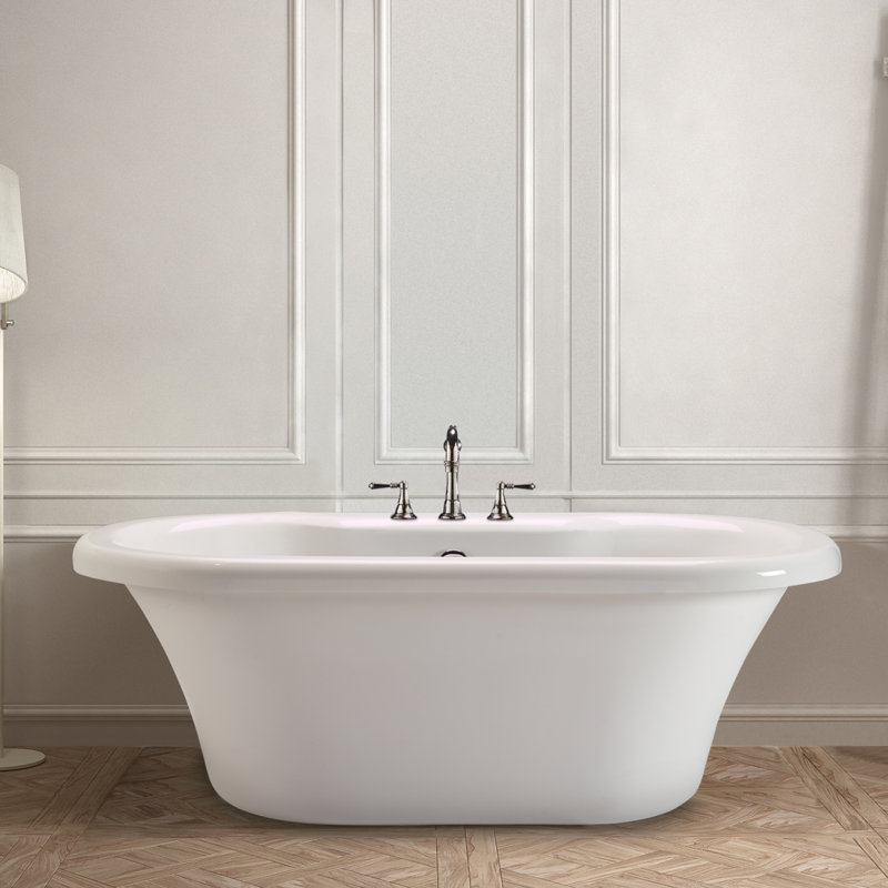 MTI Solutions Freestanding Soaking Bathtub, 23.5" H x 41.63" W x 66.5" L, White
