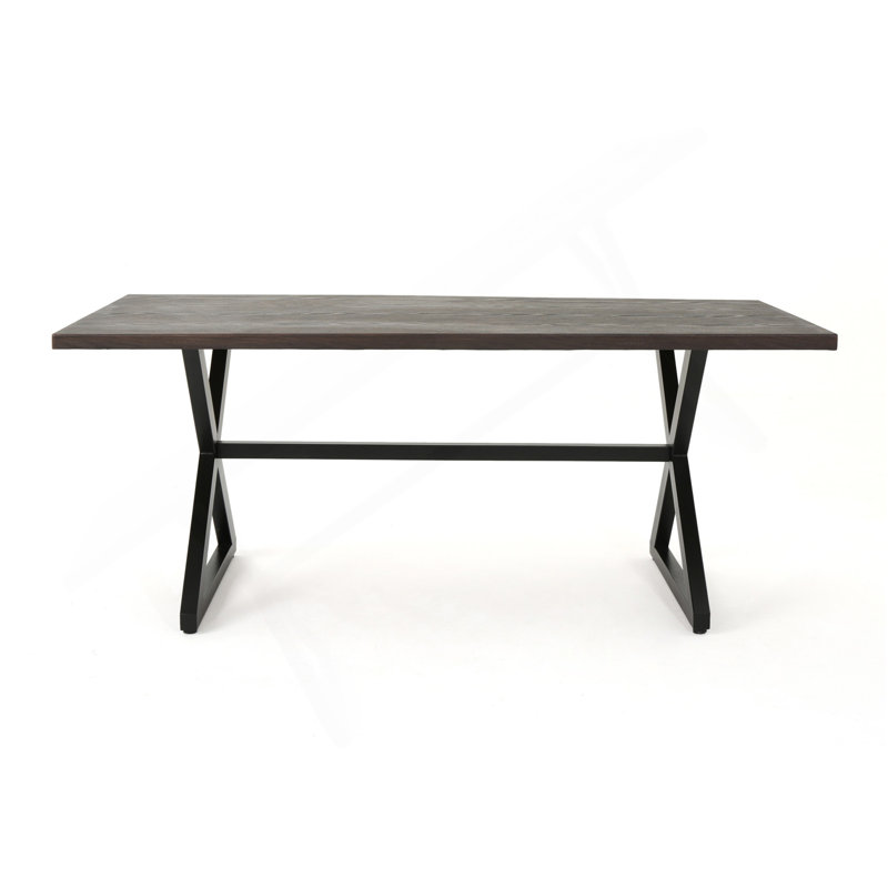 Rolando Outdoor Aluminum Dining Table With Steel Frame, Brown / Black