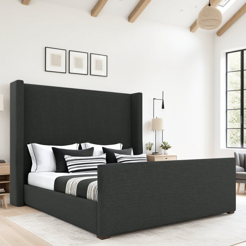 Irene Luxe Footboard Mid Bed, Charcoal, Queen