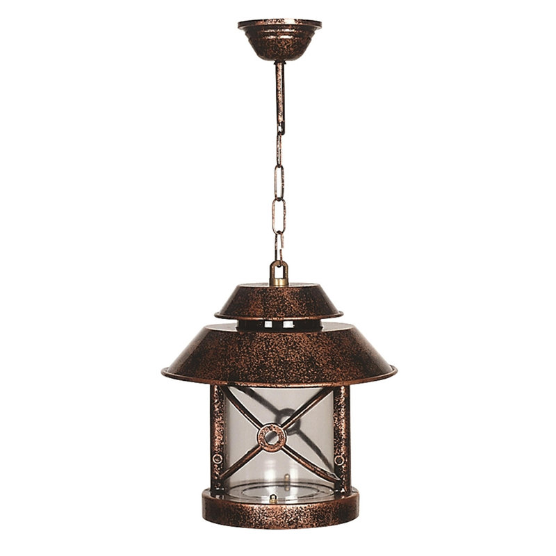 Lustre d'extérieur Nostalgic, structure en ABS brun et capuchon en polycarbonate, 22,0 po x 10,2 po | Douille E27, 40 W maximum, IP65 résistant aux intempéries | Parfait pour les décorations traditionnelles et industrielles | Rehausse les espaces extérieurs avec style