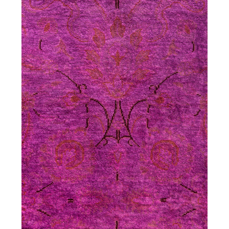 Overdyed Hand-Knotted Wool Modern-Contemporary Purple Area Rug 3' 2" x 5' 0"