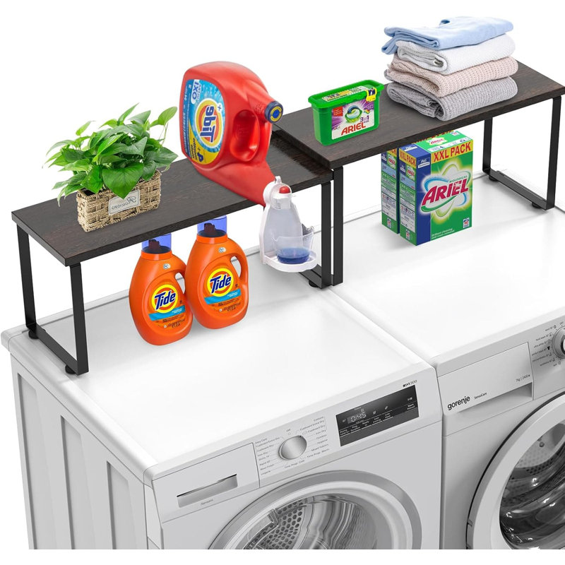 Expandable And Stackable Washer Dryer Shelf For Laundry Room Organization, Space Saving Countertop Storage Solution