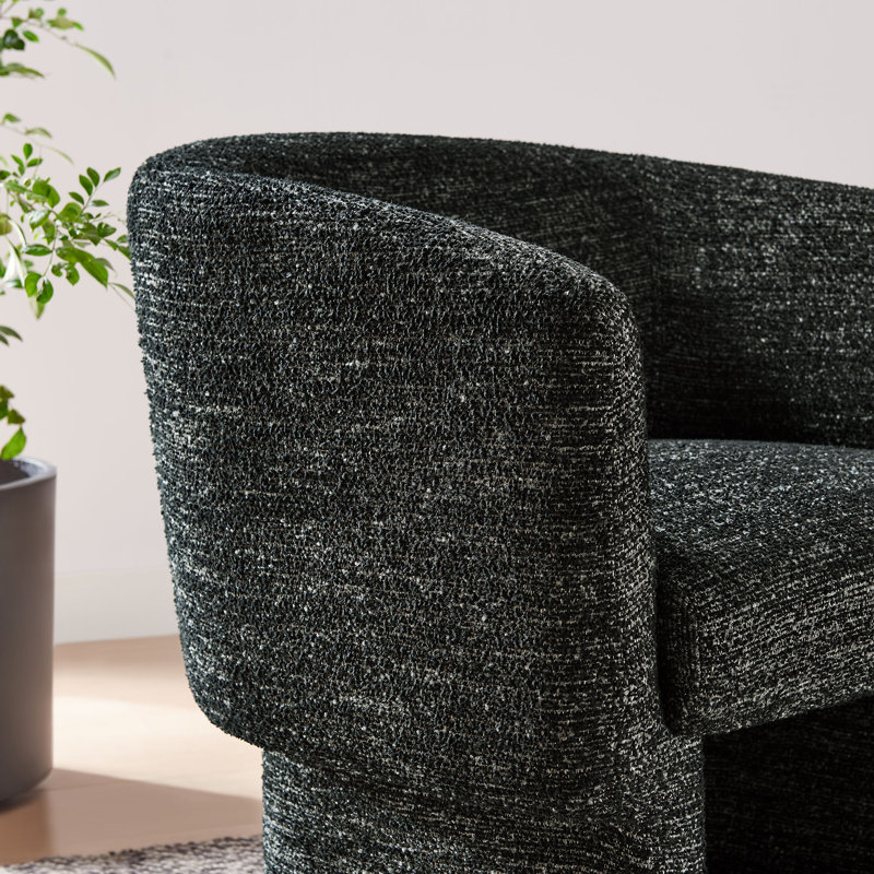 Fauteuil d'appoint rembourré en tissu Greer Boucle, Tissu gris anthracite