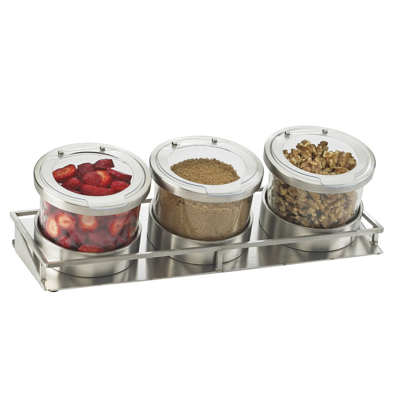 3 Jar Mixology Display - 16Oz Jars with Solid Lid, Stainless Steel
