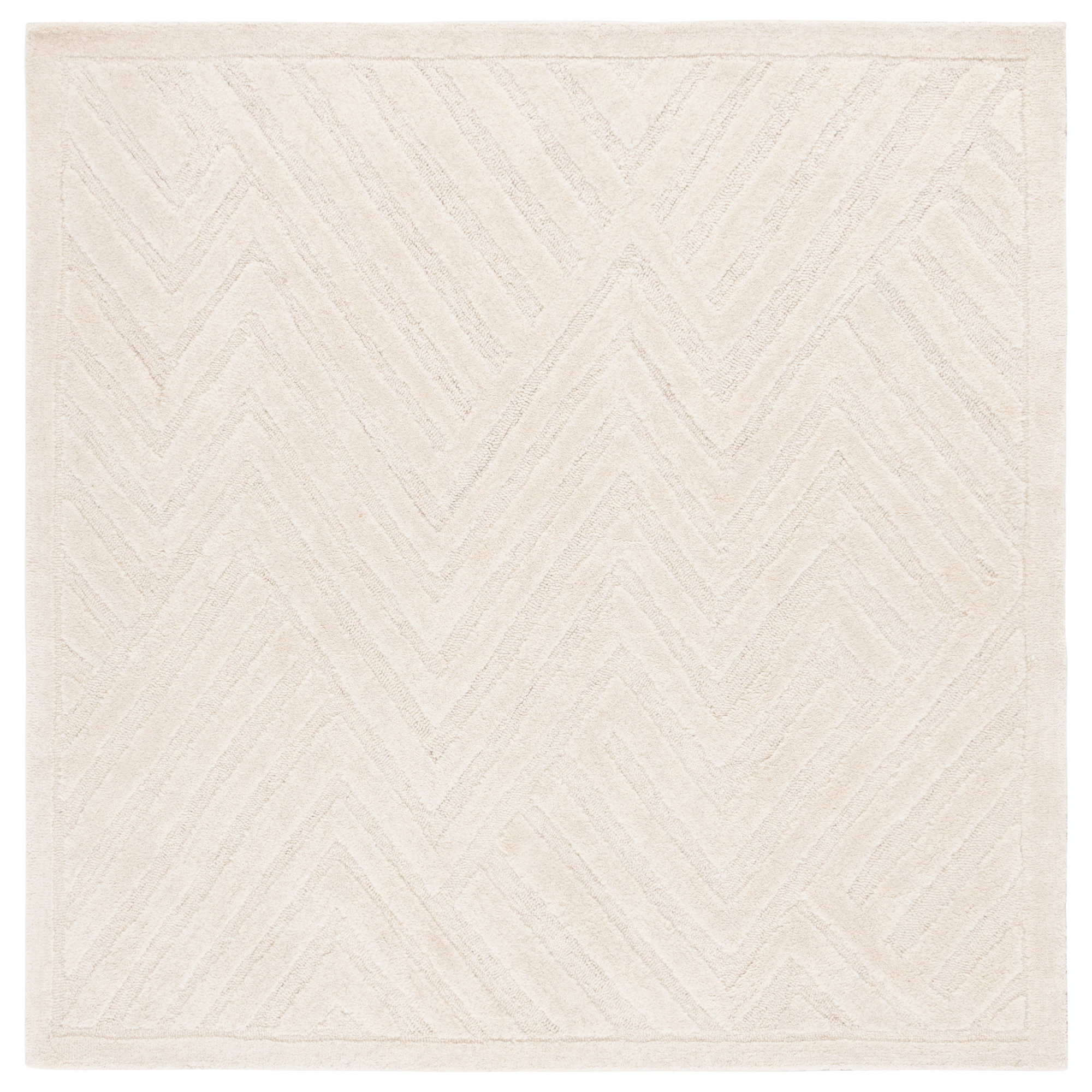 Hames Hand Tufted Wool & Cotton Geometric Rug, Square 6'