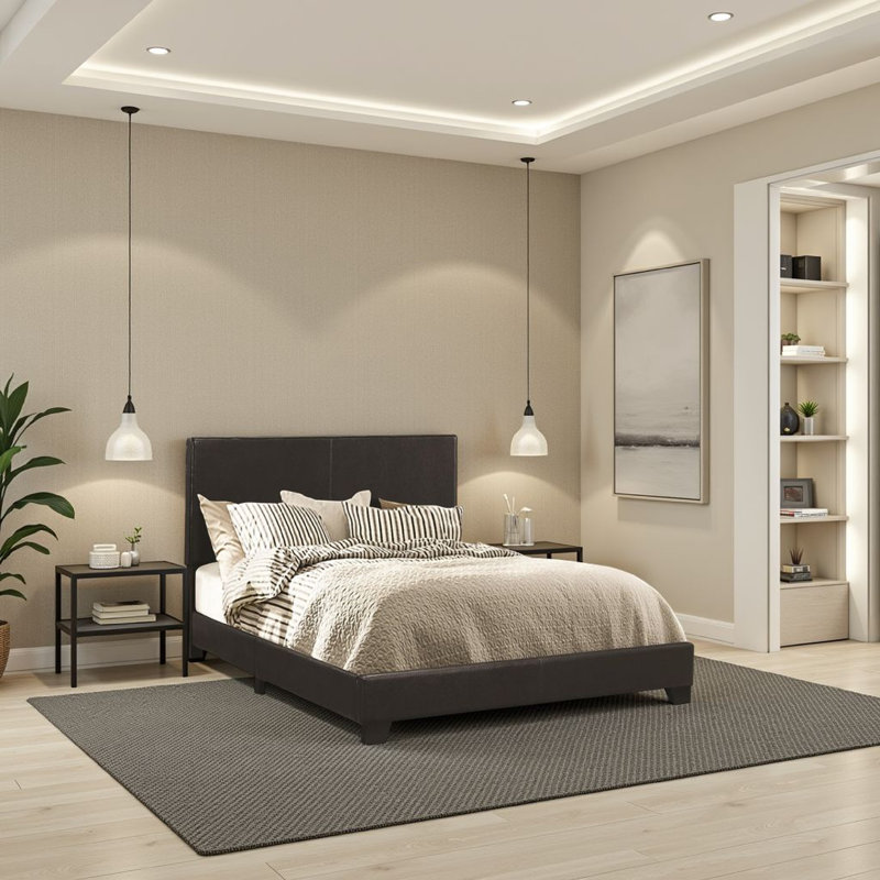 Lit tapissier standard Mielke, Noir, Double