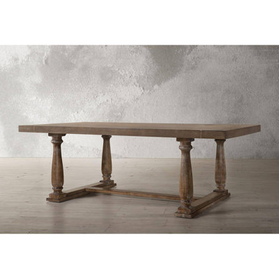 Rectangular Wooden Dining Table In Weathered Finish