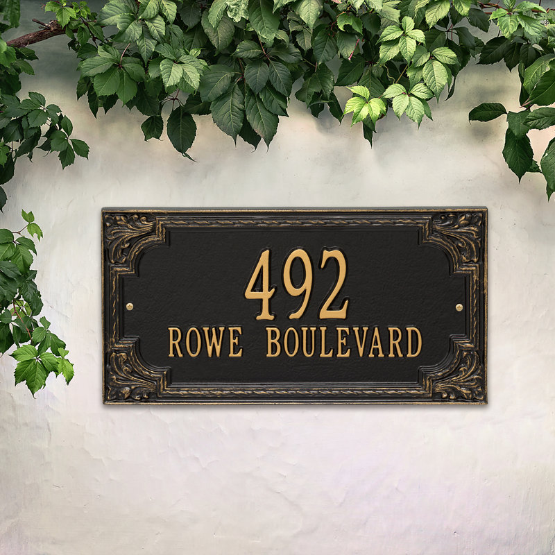 Plaque d'adresse murale sur 2 lignes Signature Series, Or, Oui, Noir