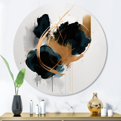 Abstrait roses II - art mural rond floral abstrait en métal