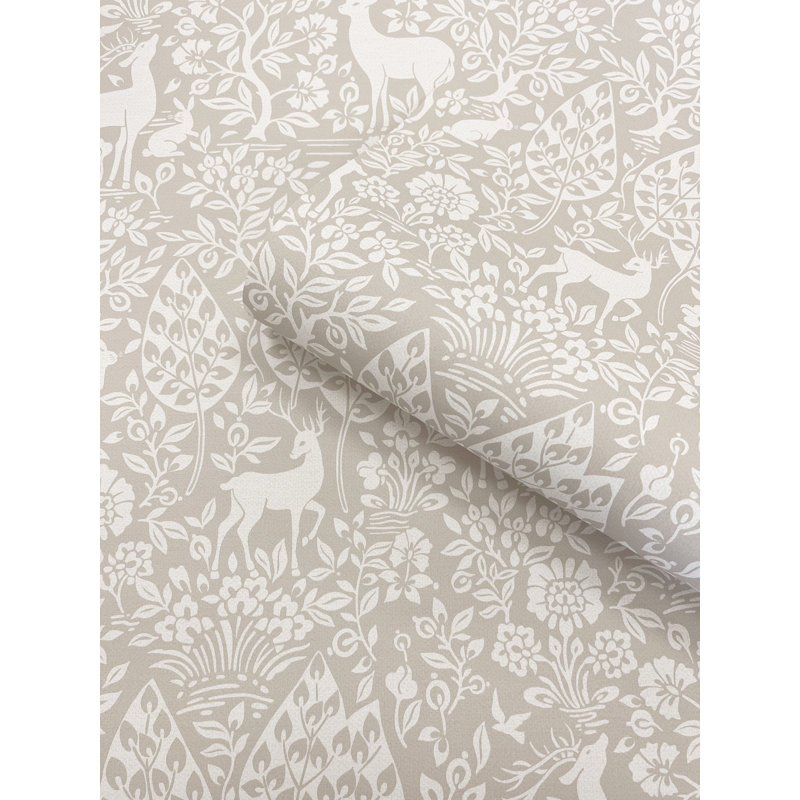 Papier peint taupe Deer Woods, Beige